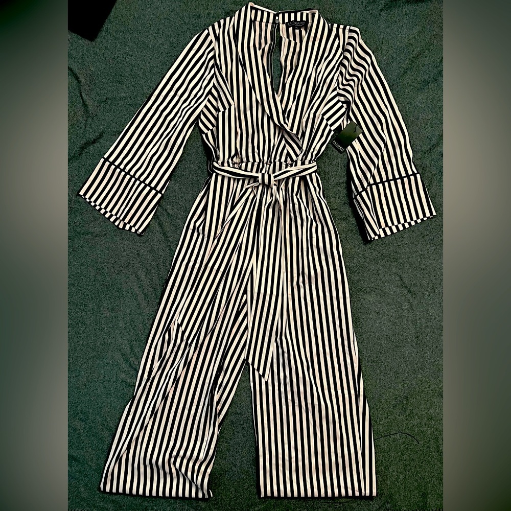 NWT Eloquii Pink and Black Satin Jumpsuit - Picture 2 of 9